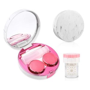 Marble Mirror Color Contact Lens Case with Cleaner Washer Kit